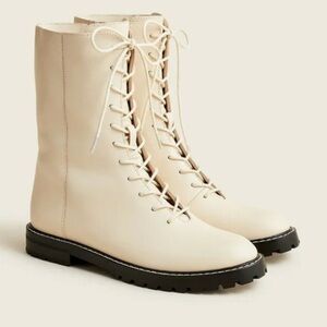 J.Crew Gwen Lug Sole Combat Boots Cream Off White